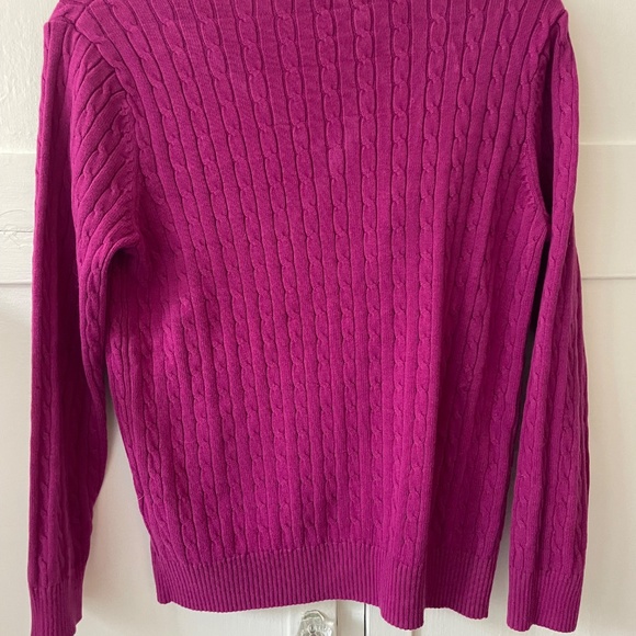 Pink V-Neck Cable Knit Sweater - Picture 2 of 3